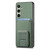 Samsung Galaxy A36 Carbon Fiber Card Bag Fold Stand Phone Case - Green