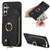 Samsung Galaxy A36 Cross Leather Ring Vertical Zipper Wallet Back Phone Case - Black