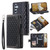 Samsung Galaxy A36 Grid Texture Zipper Leather Phone Case with Lanyard - Black