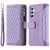 Samsung Galaxy A36 Grid Texture Zipper Leather Phone Case with Lanyard - Purple