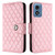 Moto G 5G 2024 Global Rhombic Texture Flip Leather Phone Case with Lanyard - Pink