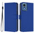 Moto G 5G 2024 Global Skin Feel Solid Color Leather Phone Case with Lanyard - Dark Blue