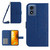 Moto G 5G 2024 HT04 Skin Feel Sun Flower Embossed Flip Leather Phone Case with Lanyard - Dark Blue