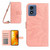 Moto G 5G 2024 HT04 Skin Feel Sun Flower Embossed Flip Leather Phone Case with Lanyard - Pink