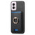 Moto G 5G 2024 Retro Cross Leather Ring Vertical Insert Card Bag MagSafe Phone Case - Black