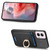 Moto G 5G 2024 Retro Cross Leather Ring Vertical Insert Card Bag MagSafe Phone Case - Black