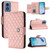 Moto G 5G 2024 Rhombic Texture Flip Leather Phone Case with Lanyard - Coral Pink