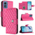 Moto G 5G 2024 Rhombic Texture Flip Leather Phone Case with Lanyard - Rose Red