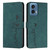 Moto G 5G 2024 Skin Feel Heart Embossed Leather Phone Case with Long Lanyard - Green
