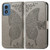 Moto G Play 2024 Butterfly Love Flower Embossed Leather Phone Case - Gray Moto G Play 2024 Butterfly Love Flower Embossed Leather Phone Case - Gray