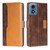 Moto G Play 2024 Contrast Color Side Buckle Leather Phone Case - Dark Brown + Gold
