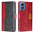 Moto G Play 2024 Contrast Color Side Buckle Leather Phone Case - Red + Black