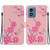 Moto G Play 2024 Crystal Texture Colored Drawing Leather Phone Case - Cherry Blossoms