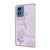 Moto G Play 2024 Fresh Painted Leather Phone Case - Dark Purple Flowers