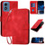 Moto G Play 2024 Grid Butterfly Embossed Pattern Leather Phone Case with Lanyard - Red