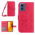 Moto G Play 2024 HT04 Skin Feel Sun Flower Embossed Flip Leather Phone Case with Lanyard - Rose Red