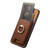 Moto G Play 2024 Retro Cross Leather Ring Vertical Insert Card Bag MagSafe Phone Case - Brown