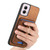 Moto G Play 2024 Retro Cross Leather Ring Vertical Insert Card Bag MagSafe Phone Case - Brown