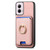 Moto G Play 2024 Retro Cross Leather Ring Vertical Insert Card Bag MagSafe Phone Case - Pink