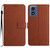 Moto G Play 2024 Rhombic Grid Texture Leather Phone Case - Brown