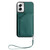 Moto G Play 2024 Skin Feel Four Card Slots Phone Case with Wrist Strap - Green
