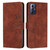 Moto G Play 2024 Skin Feel Heart Embossed Leather Phone Case with Long Lanyard - Brown