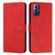 Moto G Play 2024 Skin Feel Heart Embossed Leather Phone Case with Long Lanyard - Red