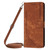 Moto G Play 2024 Skin Feel Stripe Pattern Leather Phone Case with Lanyard - Brown