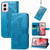 Moto G Power 5G 2024 Butterfly Love Flower Embossed Leather Phone Case - Blue