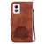 Moto G Power 5G 2024 Lotus Embossed Leather Phone Case - Brown