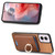 Moto G Power 5G 2024 Retro Cross Leather Ring Vertical Insert Card Bag MagSafe Phone Case - Brown