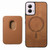 Moto G Power 5G 2024 Retro Magsafe Card Bag PU Back Cover Phone Case - Brown