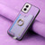 Moto G Power 5G 2024 Retro Magsafe Cross Leather Ring Holder Card Bag Phone Case - Purple