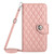 Moto G Power 5G 2024 Rhombic Texture Flip Leather Phone Case with Long Lanyard - Coral Pink