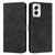Moto G Power 5G 2024 Skin Feel Heart Embossed Leather Phone Case with Long Lanyard - Black
