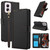 Moto G Power 5G 2024 Skin Feel Pure Color Card Slots Leather Phone Case with Dual Lanyard - Black