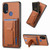 Moto G Stylus 5G 2024 Carbon Fiber Fold Stand Elastic Card Bag Phone Case - Brown