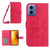 Moto G Stylus 5G 2024 HT04 Skin Feel Sun Flower Embossed Flip Leather Phone Case with Lanyard - Rose Red