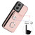 Moto G Stylus 5G 2024 Organ Card Bag Ring Holder Phone Case with Long Lanyard - Pink