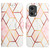 Moto G Stylus 5G 2024 PT003 Marble Pattern Flip Leather Phone Case - Pink White