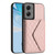 Moto G Stylus 5G 2024 Rhombic Texture Card Bag RFID Phone Case with Long Lanyard - Rose Gold