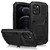iPhone 12 / 12 Pro R-JUST Shockproof Water-resistant Dust-proof Metal + Silicone Protective Case with Holder - Black