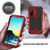 Samsung Galaxy S22 5G R-JUST Sliding Camera Metal + Silicone Holder Phone Case - Red
