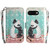 Google Pixel 9a 3D Colored Horizontal Flip Leather Phone Case - Black White Cat