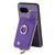 Google Pixel 9a Cross Leather Ring Vertical Zipper Wallet Back Phone Case - Purple