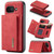 Google Pixel 9a DG.MING M1 Series 3-Fold Multi Card Wallet + Magnetic Phone Case - Red