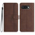 Google Pixel 9a Heart Pattern Skin Feel Leather Phone Case - Brown