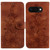 Google Pixel 9a Lily Embossed Leather Phone Case - Brown