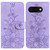 Google Pixel 9a Lily Embossed Leather Phone Case - Purple
