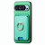 Google Pixel 9a Retro Cross Leather Ring Vertical Insert Card Bag MagSafe Phone Case - Green